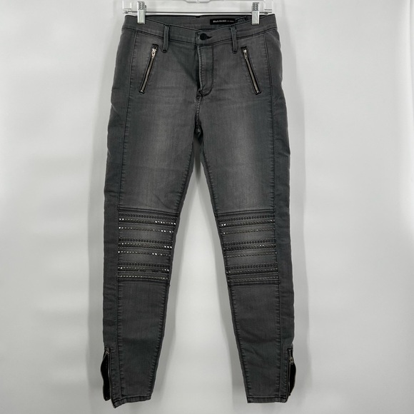 Black Orchid grey silver shatter studded jeans zip hem Los Angelos 29 - Picture 8 of 12